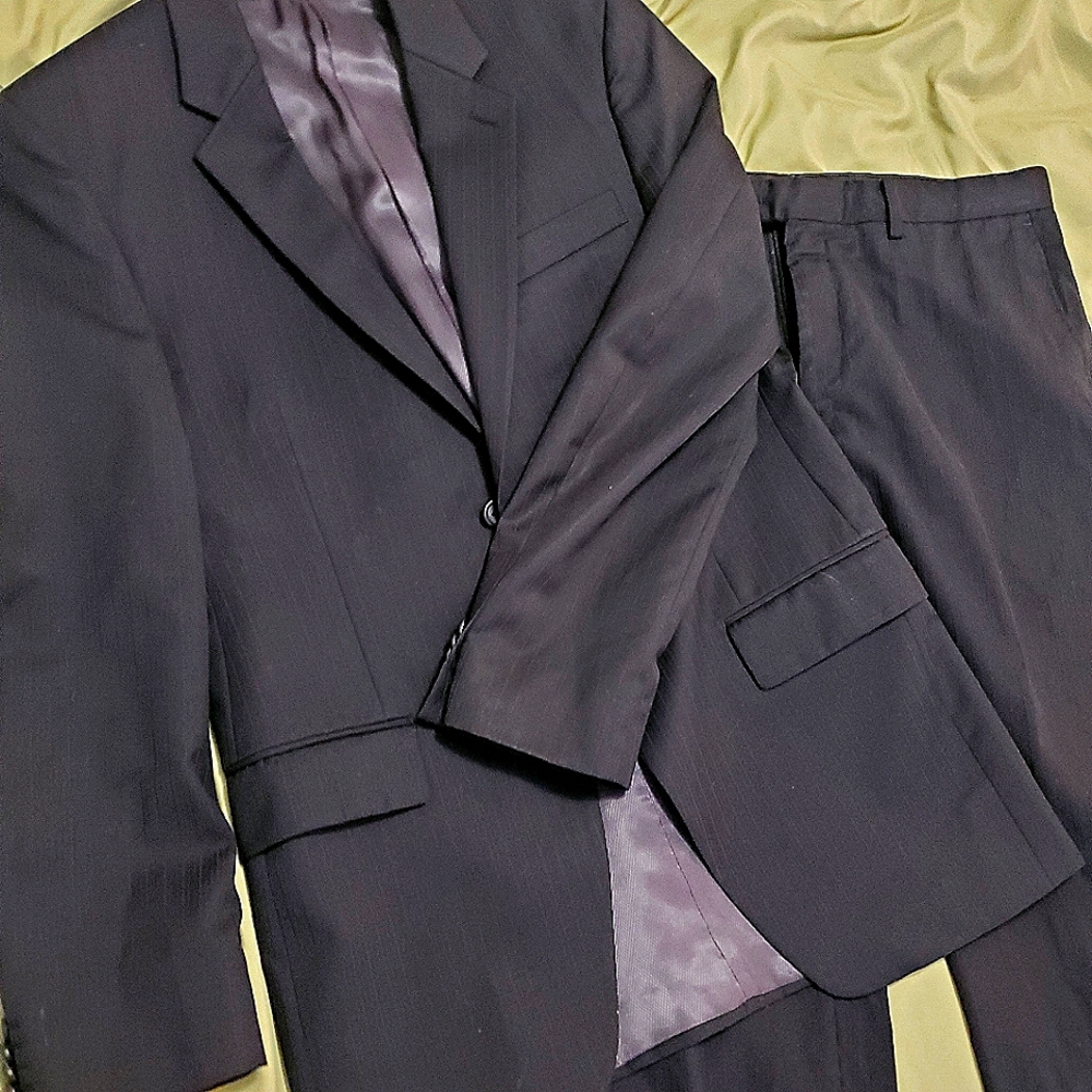 Alfani Suit, Black Pinstripe